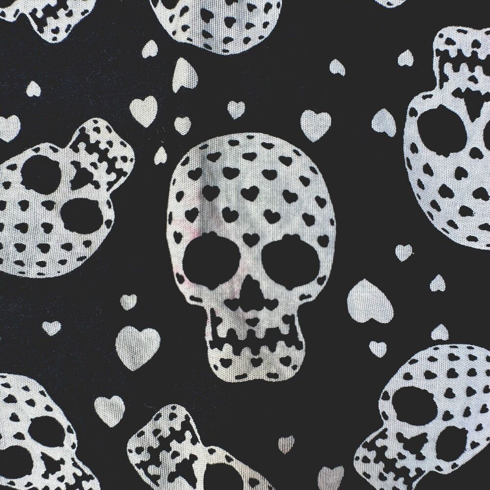 Skull Bandana 100% Cotton Fabric Gothic DIY Sewing Craft Punk Biker Halloween 21